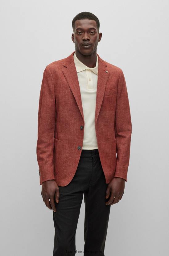 Hugo Boss barna hugo slim-fit kabát mikromintás sztreccs mezből 80P6966 barna