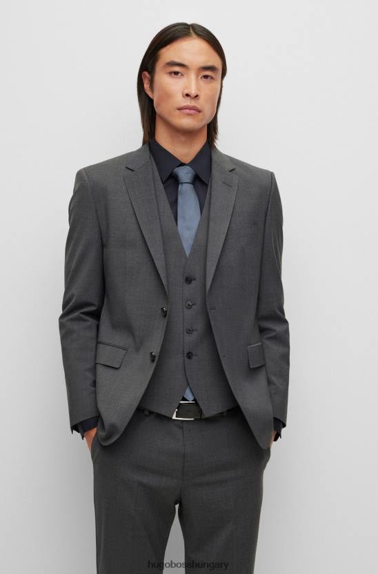 Hugo Boss egysoros kabát gyapjúkeverék hugo sötétszürke színben 80P62952 sötétszürke