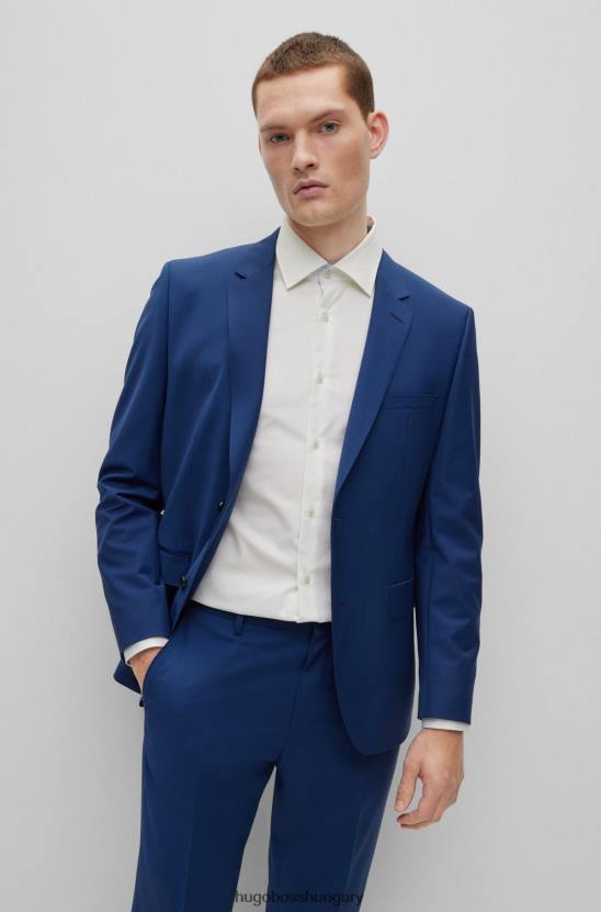 Hugo Boss egysoros kabát gyapjúkeverék kék hugo 80P62950 kék
