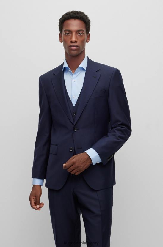 Hugo Boss egysoros kabát sztreccs szűz gyapjú sötétkék hugo anyagból 80P62895 sötétkék
