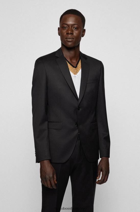 Hugo Boss extra vékony szabású kabát szűz gyapjú serge hugo fekete színben 80P63633 fekete