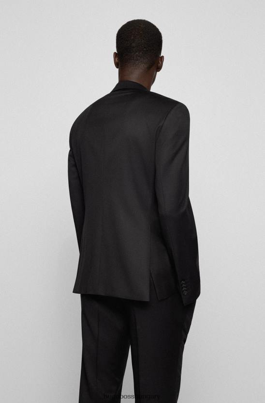 Hugo Boss extra vékony szabású kabát szűz gyapjú serge hugo fekete színben 80P63633 fekete