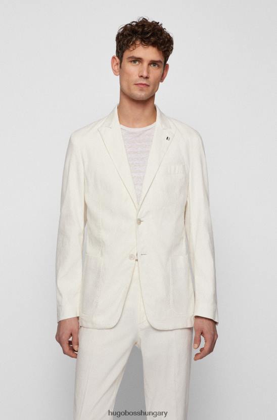 Hugo Boss fehér hugo slim-fit kabát kétarcú vászonkeverékből 80P63075 fehér