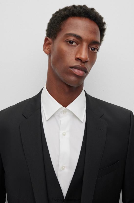 Hugo Boss fekete hugo egysoros kabát gyapjúkeverékben 80P62953 fekete