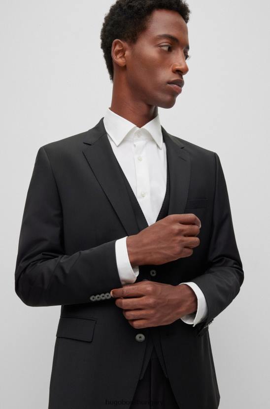 Hugo Boss fekete hugo egysoros kabát gyapjúkeverékben 80P62953 fekete