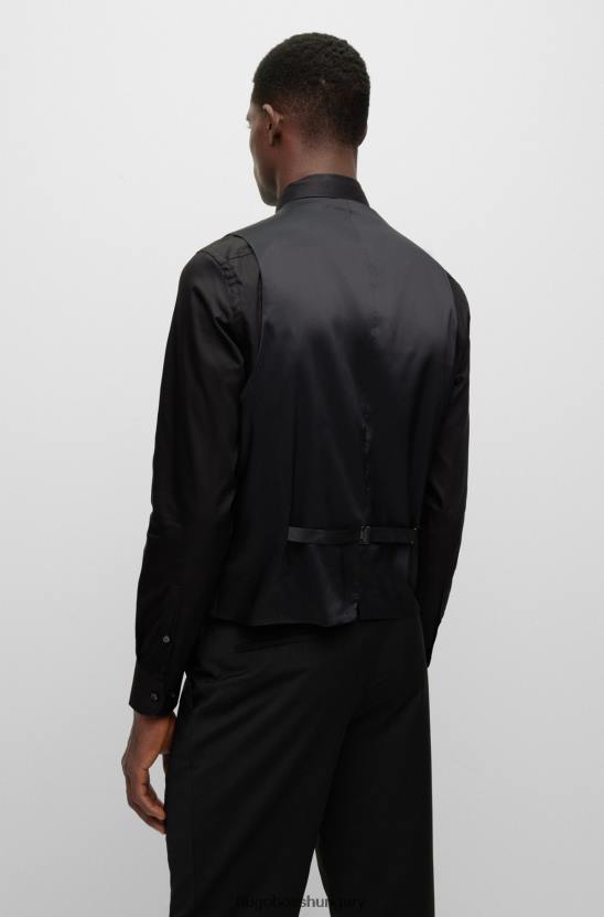 Hugo Boss gyapjúkeverék fekete hugo egysoros mellény 80P63198 fekete