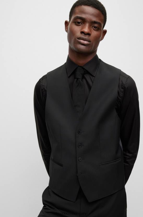 Hugo Boss gyapjúkeverék fekete hugo egysoros mellény 80P63198 fekete