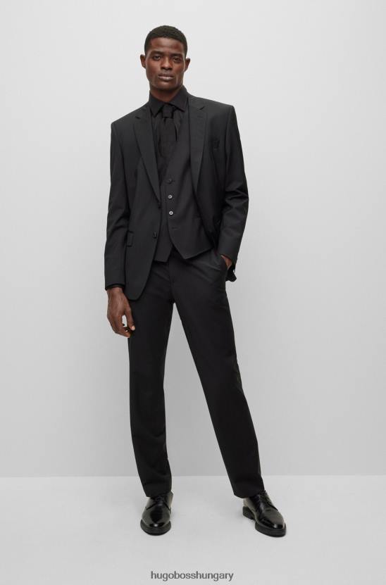 Hugo Boss hugo fekete slim-fit kabát szűz-gyapjú keverékből 80P62629 fekete