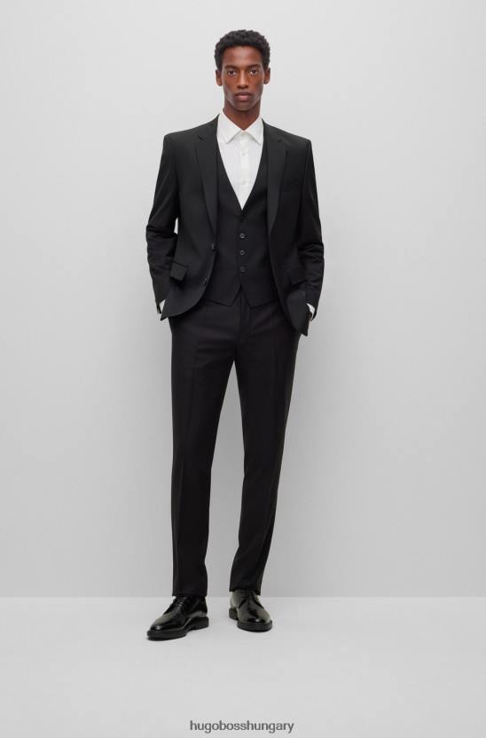 Hugo Boss hugo fekete vékony szabású mellény szűz-gyapjú keverékből 80P63721 fekete