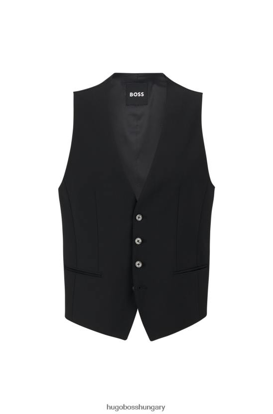 Hugo Boss hugo fekete vékony szabású mellény szűz-gyapjú keverékből 80P63721 fekete