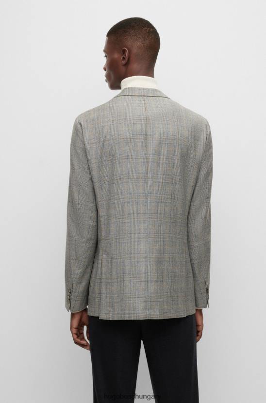 Hugo Boss hugo normál szabású kabát kockás szűz gyapjú fekete színben 80P64501 fekete