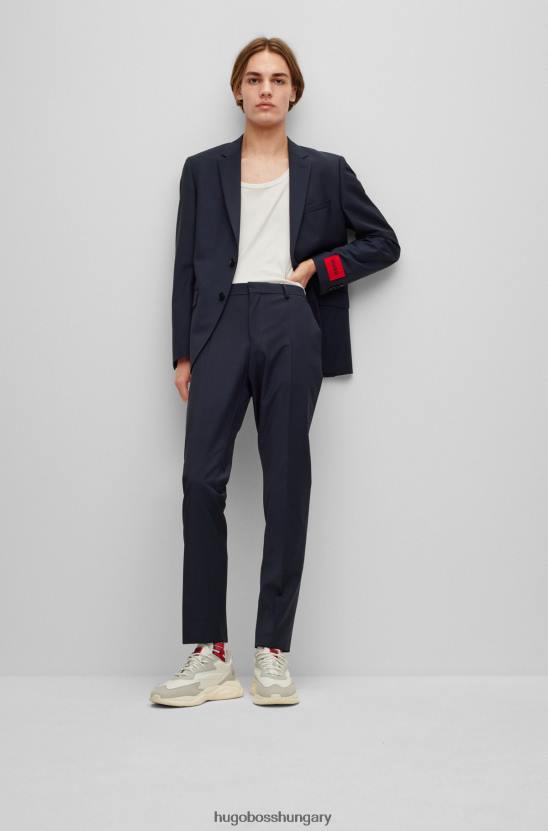 Hugo Boss hugo normál szabású kabát teljesítmény-sztreccs sötétkék gyapjúkeverékből 80P61360 sötétkék