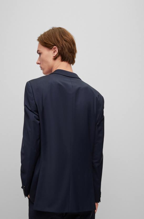 Hugo Boss hugo normál szabású kabát teljesítmény-sztreccs sötétkék gyapjúkeverékből 80P61360 sötétkék