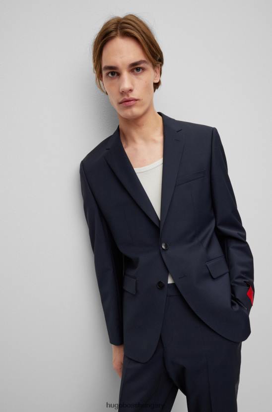 Hugo Boss hugo normál szabású kabát teljesítmény-sztreccs sötétkék gyapjúkeverékből 80P61360 sötétkék
