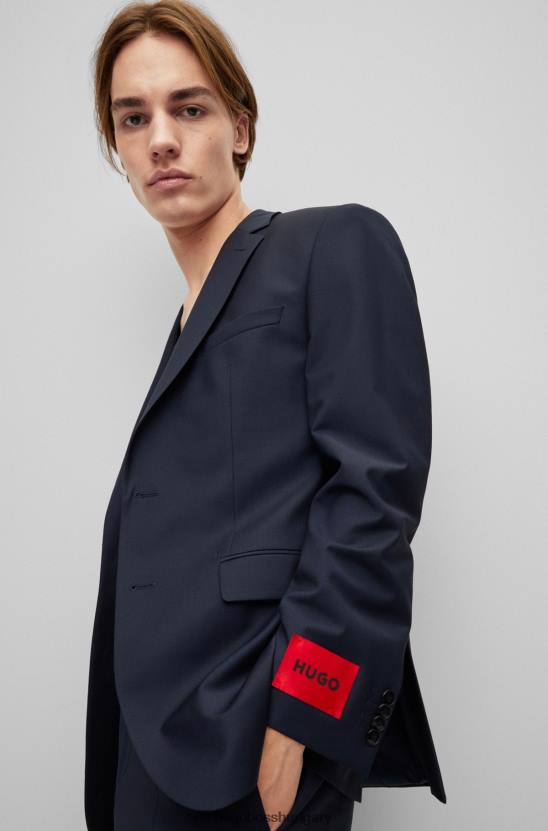 Hugo Boss hugo normál szabású kabát teljesítmény-sztreccs sötétkék gyapjúkeverékből 80P61360 sötétkék