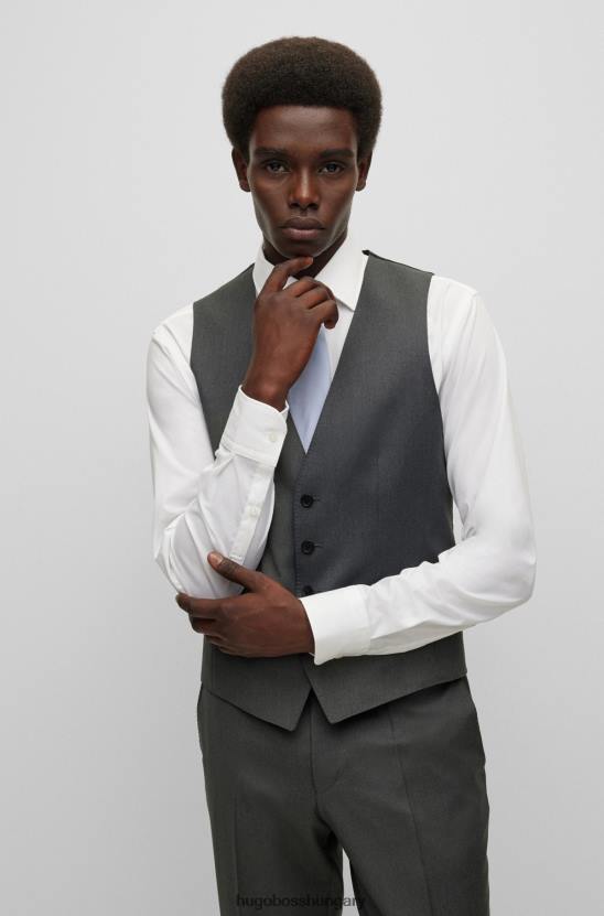 Hugo Boss hugo sötétszürke karcsú, szűz gyapjú serge mellény 80P62777 sötétszürke