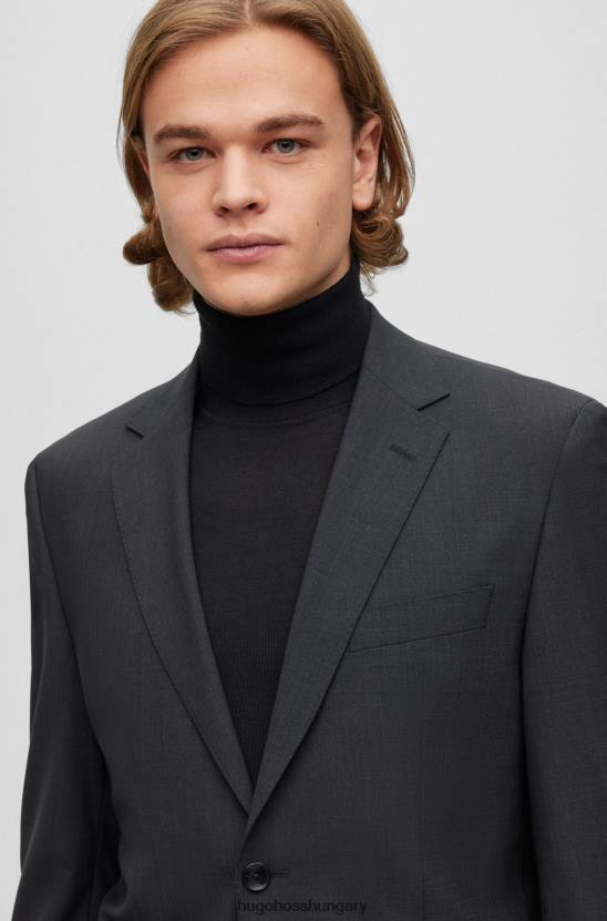 Hugo Boss hugo sötétszürke, normál szabású kabát sztreccs szűz gyapjúból 80P62054 sötétszürke