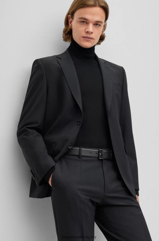 Hugo Boss hugo sötétszürke, normál szabású kabát sztreccs szűz gyapjúból 80P62054 sötétszürke