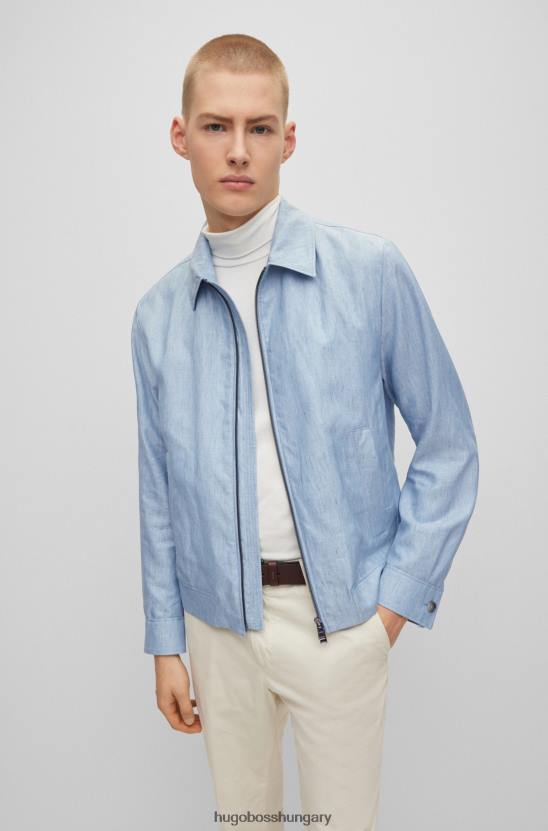 Hugo Boss hugo slim-fit kabát len, szűz gyapjú és selyem világoskék színben 80P64380 világoskék