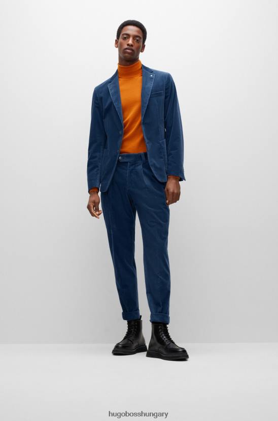 Hugo Boss hugo slim-fit kabát sztreccs pamut kordbársony kék színben 80P61863 kék