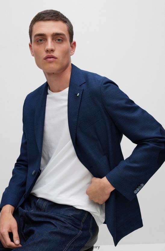 Hugo Boss kék normál szabású kabát szűz gyapjúból serge hugo 80P63106 kék
