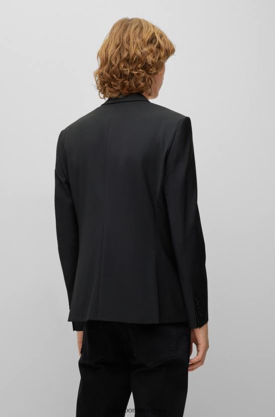 Hugo Boss normál szabású kabát teljesítmény-sztreccs gyapjúkeverékből, fekete hugo 80P61361 fekete