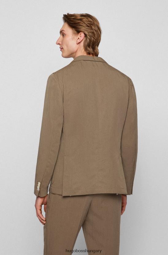 Hugo Boss vékony szabású kabát jellegzetes csíkos hajtókás hugo brown-val 80P62341 barna