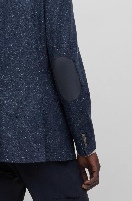 Hugo Boss vékony szabású kabát mikromintás gyapjúkeverékből, sötétkék hugoból 80P61391 sötétkék