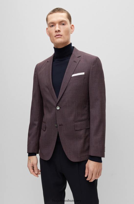 Hugo Boss vékony szabású kabát szűz gyapjú twill barna hugo színben 80P64589 barna