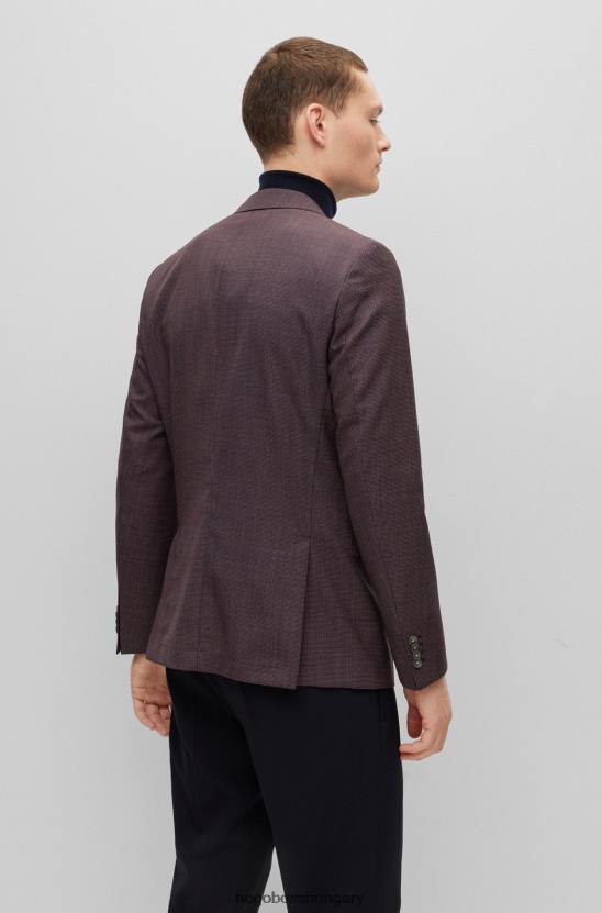 Hugo Boss vékony szabású kabát szűz gyapjú twill barna hugo színben 80P64589 barna