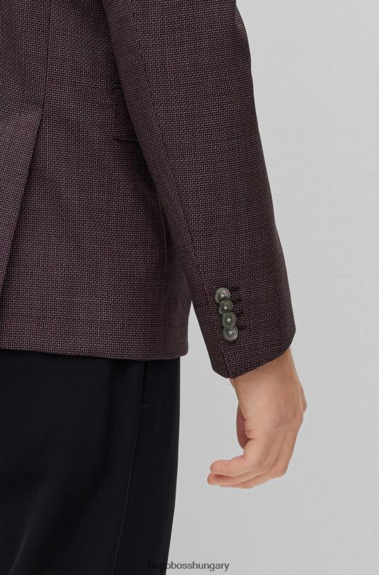 Hugo Boss vékony szabású kabát szűz gyapjú twill barna hugo színben 80P64589 barna