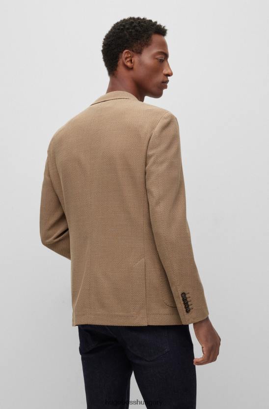 Hugo Boss vékony szabású kabát sztreccs gyapjú twill világosbarna hugo színben 80P64557 világos barna