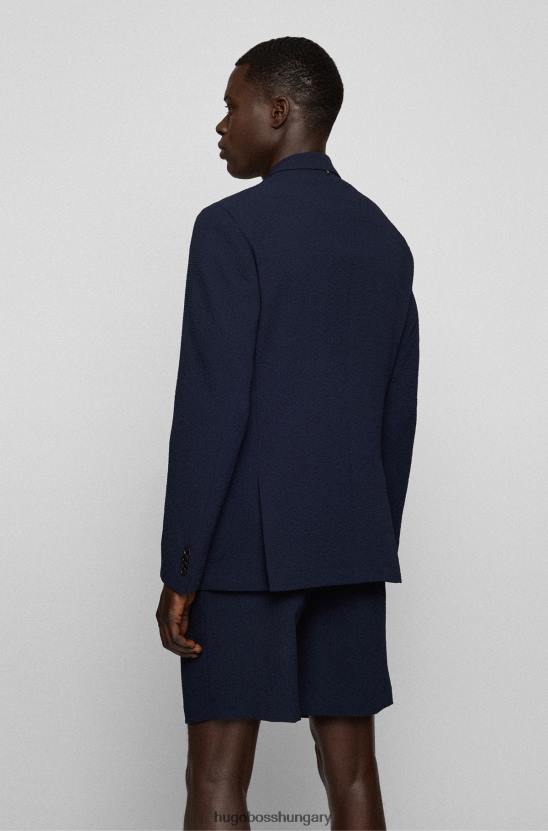 Hugo Boss vékony szabású kabát teljesítmény-sztreccs seersucker hugo sötétkék színben 80P62909 sötétkék