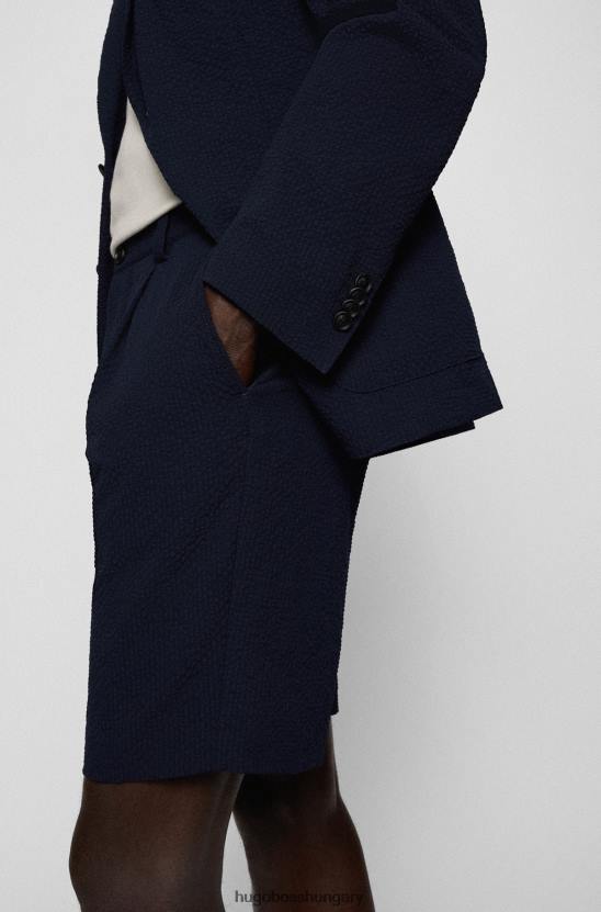 Hugo Boss vékony szabású kabát teljesítmény-sztreccs seersucker hugo sötétkék színben 80P62909 sötétkék