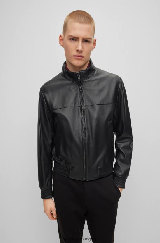 Hugo Boss fekete bomber kabát nappa bőr hugo 80P61797 fekete