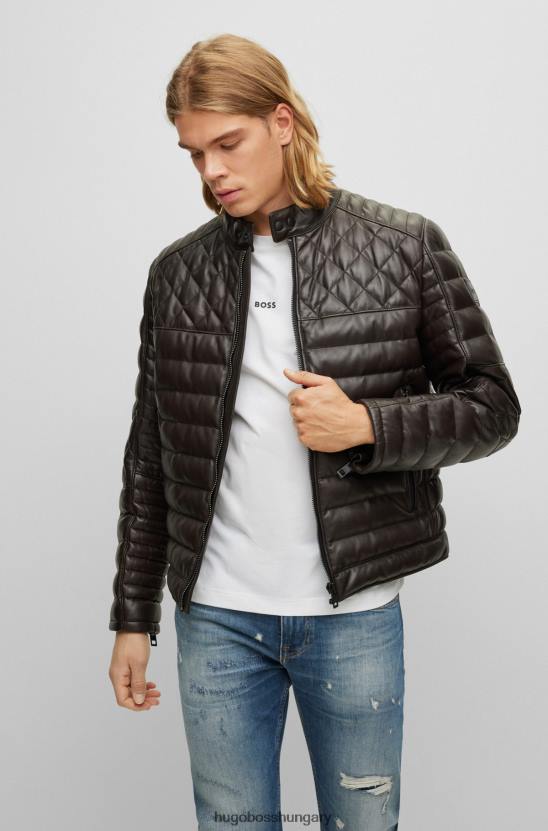 Hugo Boss hugo nappa bőrkabát, állógallérral sötétbarna 80P61282 sötétbarna