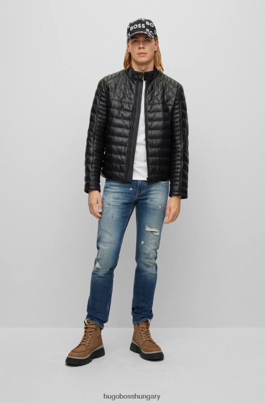 Hugo Boss nappa bőr kabát állógalléros fekete hugo 80P61283 fekete