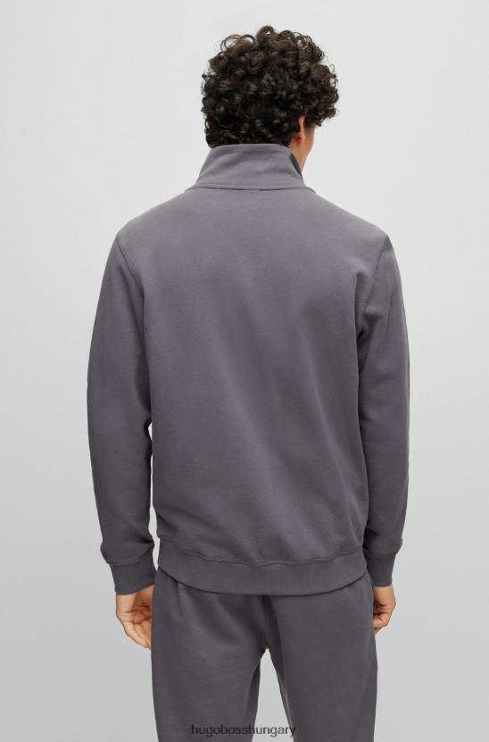 Hugo Boss Sötétszürke, laza szabású kabát francia frottírból, hugo logóval 80P62701 sötétszürke