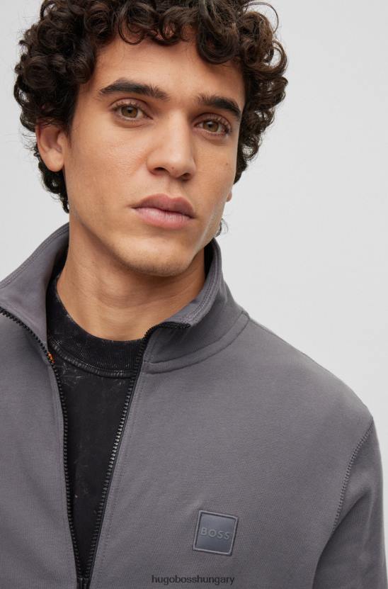 Hugo Boss Sötétszürke, laza szabású kabát francia frottírból, hugo logóval 80P62701 sötétszürke