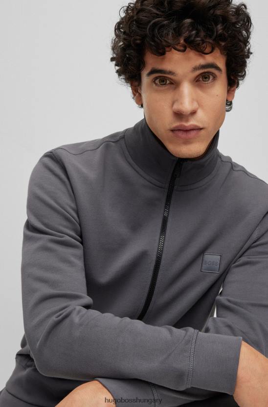 Hugo Boss Sötétszürke, laza szabású kabát francia frottírból, hugo logóval 80P62701 sötétszürke