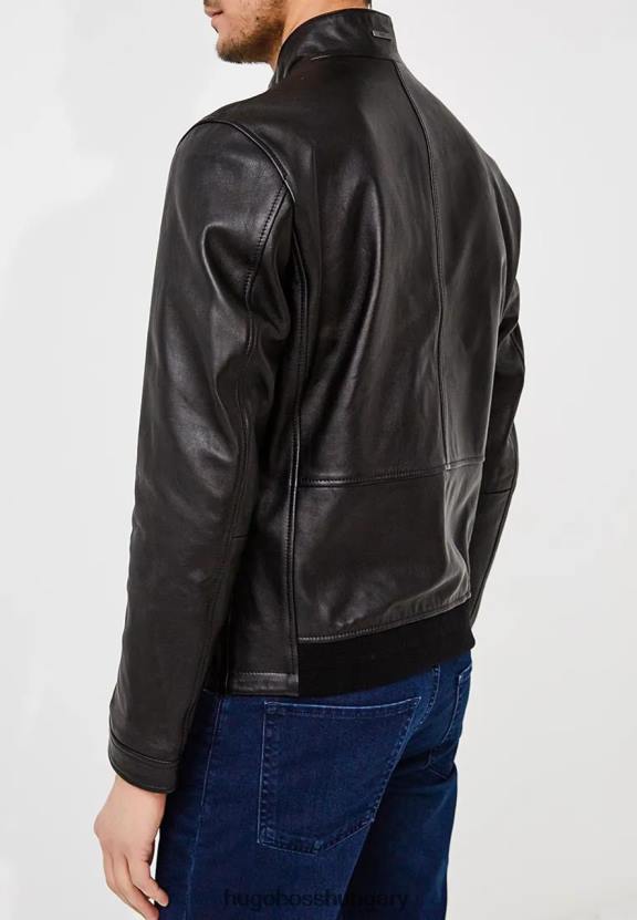 Hugo Boss bőrkabát nerous 50382333 fekete 80P6306 fekete