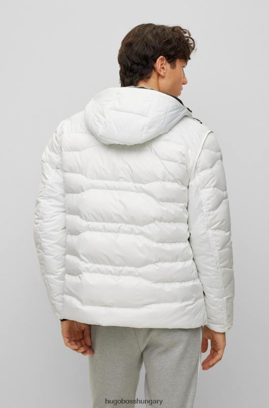 Hugo Boss fehér kifordítható kapucnis kabát vízlepergető bevonattal hugo 80P62620 fehér