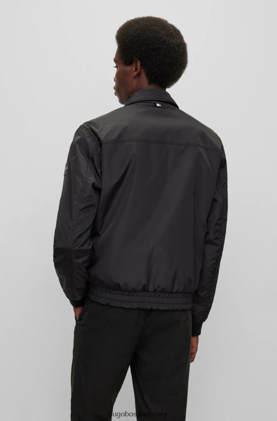 Hugo Boss fekete hugo kifordítható vízlepergető kabát logós kitűzővel 80P62697 fekete