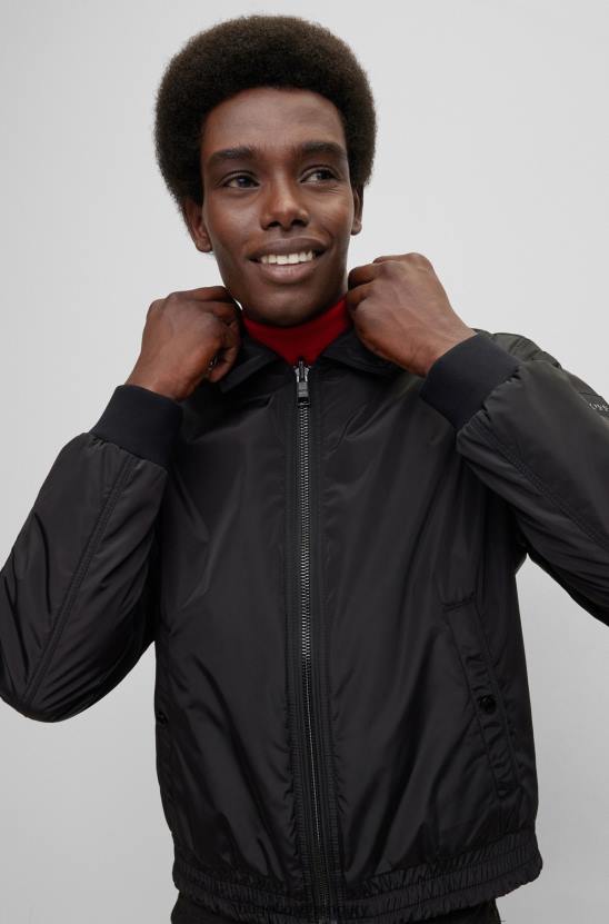 Hugo Boss fekete hugo kifordítható vízlepergető kabát logós kitűzővel 80P62697 fekete