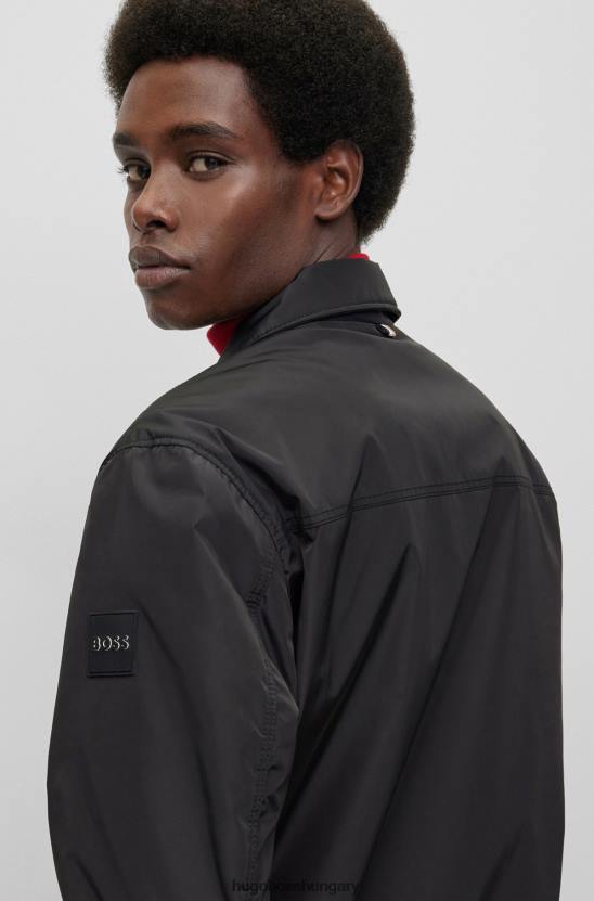Hugo Boss fekete hugo kifordítható vízlepergető kabát logós kitűzővel 80P62697 fekete