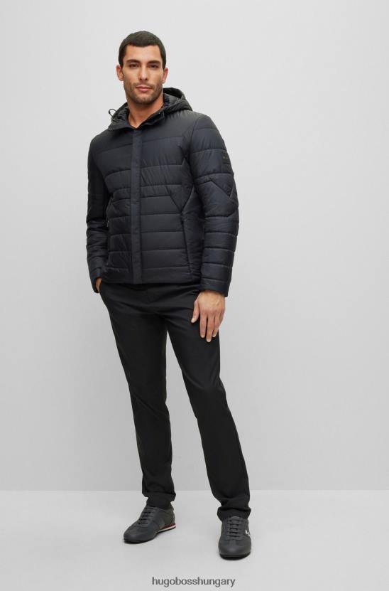 Hugo Boss fekete hugo vízlepergető kapucnis kabát logóval 80P61060 fekete