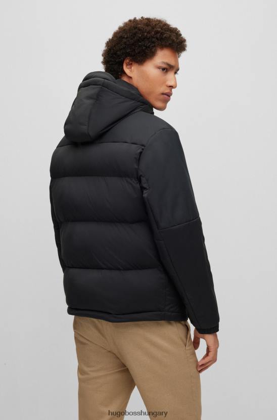 Hugo Boss fekete hugo vízlepergető kapucnis kabát vegyes anyagokból 80P61014 fekete