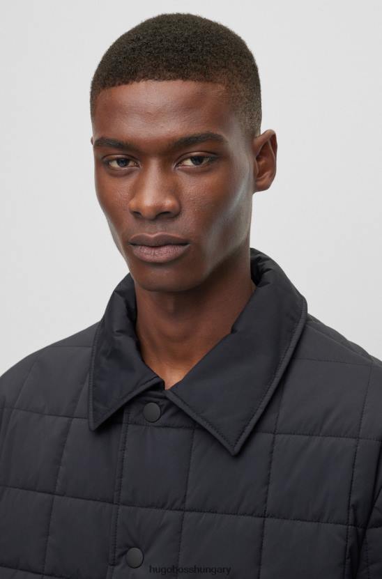 Hugo Boss fekete hugo vízlepergető párnázott kabát laza fazonban 80P62703 fekete