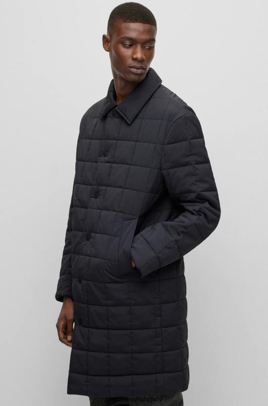 Hugo Boss fekete hugo vízlepergető párnázott kabát laza fazonban 80P62703 fekete