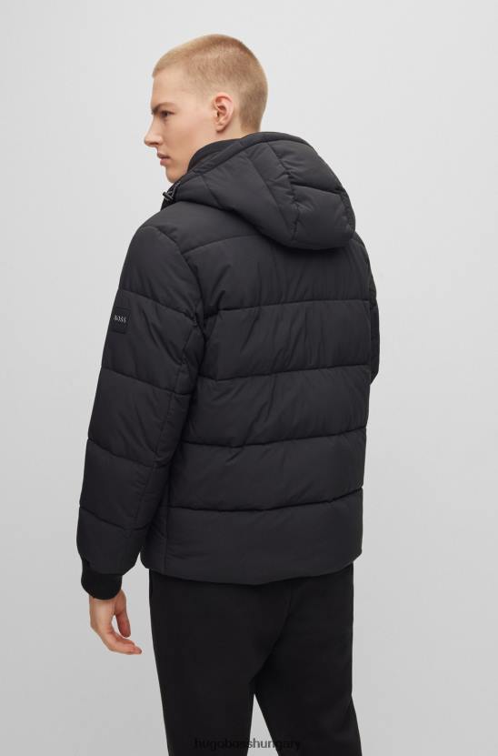 Hugo Boss fekete hugo vízlepergető párnázott kabát levehető kapucnival 80P61238 fekete